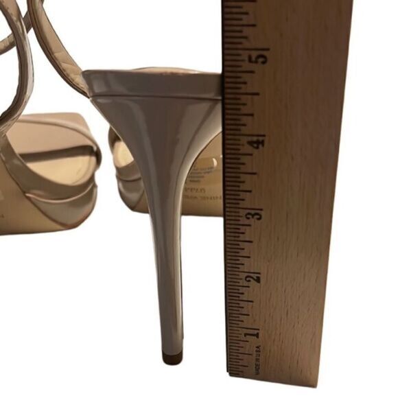 Nine West Loola Tan Patent Leather Ankle Strap Stiletto Heels Size 9.5 New - Picture 8 of 8